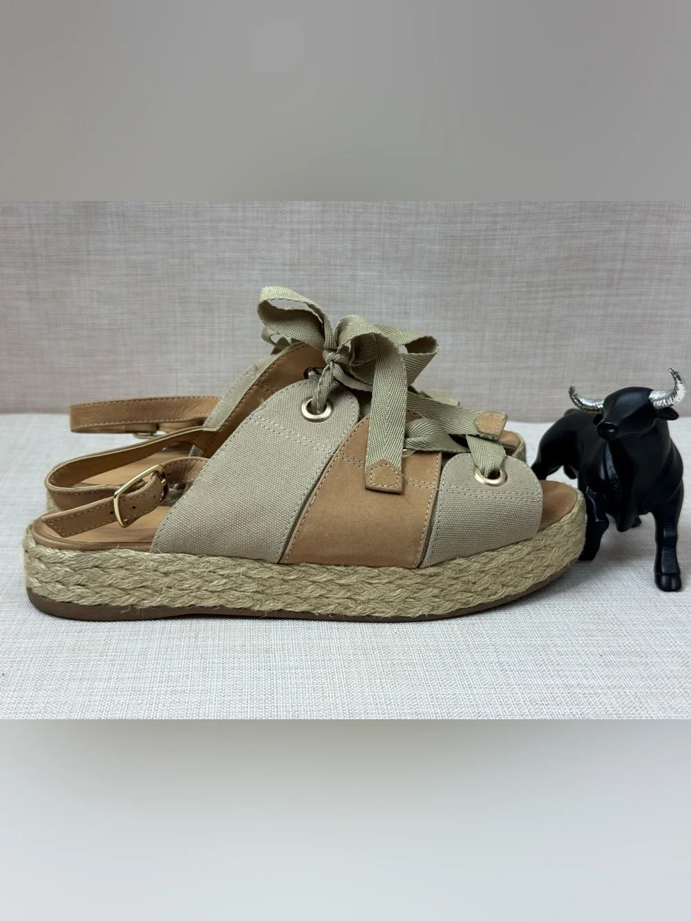 Ferrucci canvas lace-up open-toe platform espadrilles